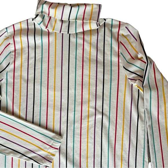 🔥4 for $75🔥Organic Cotton Turtleneck Tunic Dress Cream Rainbow Stripes Size XS - Picture 4 of 10